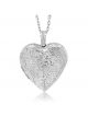 Locket Pendant Necklace Charm 1.5″ Engraved Flowers Heart Shape